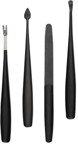 Kit de Soin des Cuticules 1 Set Compact, en Acier Inoxydable | Usage Maison ou Salon, Noir, Design Multifonction Précis, Facile à Transporter, pour Manucure