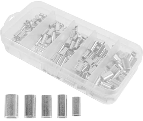 Veemoon Kit 200 Manicotti di Crimpatura per Pesca in Alluminio, Connettori a Crimpare per Lenza Monofilamento Resistenti alla Corrosione, Accessori Compatti per Attrezzatura da