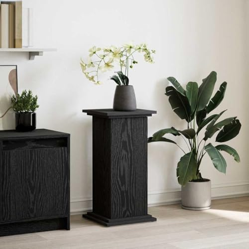 LoogCape Espositore con mensola nera effetto rovere, 31 x 30 x 60 cm, in legno per piante, decorazione e conservazione in interni ed esterni