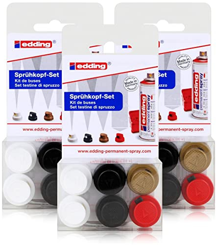 3x edding Permanent Spray Sprühkopf-Set, 6 Stk.