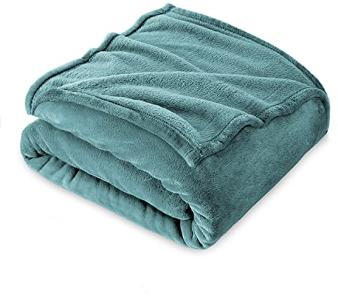 FARFALLAROSSA Coperta Plaid Pile, Coperta Matrimoniale 210 x 240 cm Flanella, Coperta Divano Super Grande Caldo Morbida - Verde Acqua