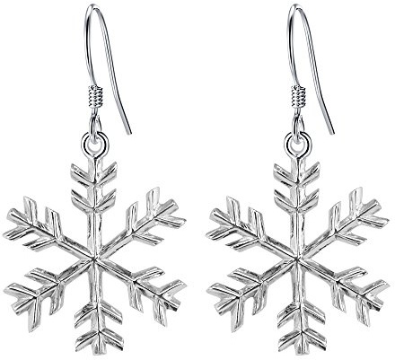 BiBeary Schneeflocke Ohrringe für Damen Haken 925 Sterling Silber Zirkonia Winter Fish Hook Neu