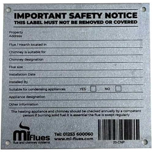 CHIMSOC Chimney Hearth Notice Plate - Aluminium