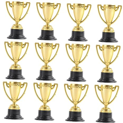 jojofuny 12 Piezas Pequeño Trofeo Copa Mini Campeones Trofeo Réplica con Base Ganar Premios para Niños de Jardín de Infantes