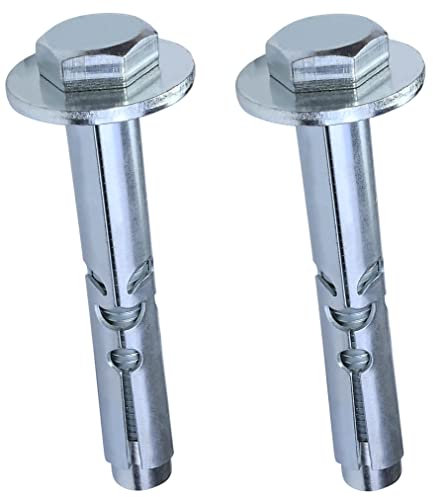 AERZETIX - C53995 - Satz von 2 Bolzen bolzenanker dübel mit hülse für beton mit bolzen mit sechskantkopf und unterlegscheibe - Ø12mmx85mm M10 - aus verzinktem stahl