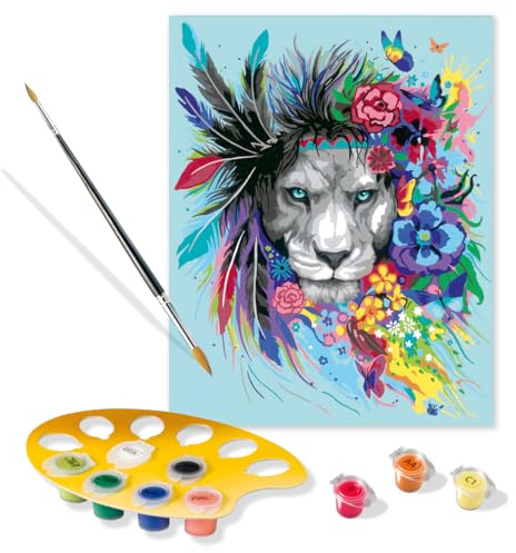 Ravensburger CreArt Boho Löwe - Malen nach Zahlen für Erwachsene | DIY Malset mit Pinsel und Acrylfarben, 24 x 30 cm, Geschenk für Frauen und Männer