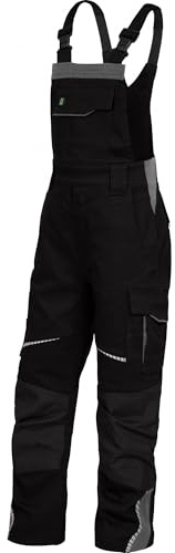 Leibwächter Kinderlatzhose FlexLine, Größe 134–140, Grün, Stretchbund, Knieverstärkung, verstellbare Träger, robuste Arbeitshose Schule, Werkstatt, Garten, atmungsaktiv, Innenfutter, Seitentasche