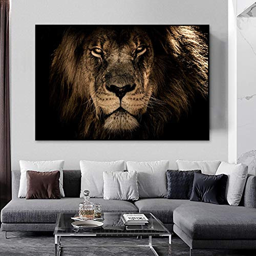 XIANGPEIFBH Afrikanische Löwen Leinwand Malerei Wandkunst Wilde Tiere Poster und Drucke Löwenbilder für Wohnzimmer Dekoration Wandbild 20x30cm (8x12inch) Innenrahmen