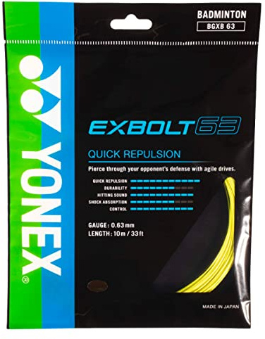 YONEX EXBOLT 63 Badminton String Set BGXB63 (10M) (YELLOW)