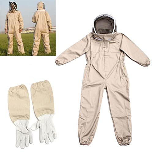 spier Imker Anzug, Imker Profi Imkeranzug, Imkeranzug braun Weltraumanzug mit selbststützendem, Schleier für Bienenzüchter inklusive Schutzhandschuhe, Belüftet Baumwolle, L/XL/XXL