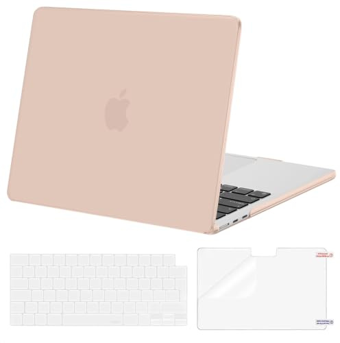 MOSISO Kompatibel mit MacBook Air 13 Zoll Hülle M5 M4 M3 M2 2026-2022 13,6 | Ultradünne, Seidige Haut Hartschale für 13,6 A3449 A3240 A3113 A2681&Tastaturschutz&Displayschutz, Kamel