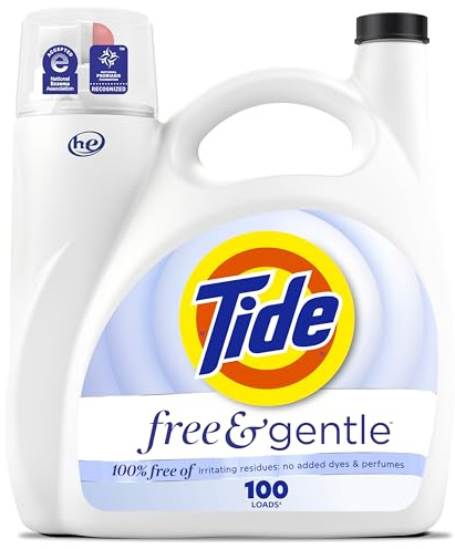 Tide Free & Gentle Liquid Laundry Detergent, 100 Loads, 132 fl oz, Tide Laundry Detergent, Clean Laundry Detergent