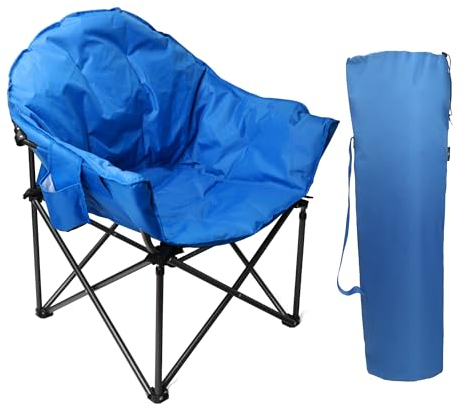 LET'S CAMP Übergroßer Campingstuhl Moonchair Faltbar Untertasse Klappstuhl Angelstuhl Campingsessel aus Oxford Gewebe bis 150kg mit Kühltasche für Outdoor Indoor