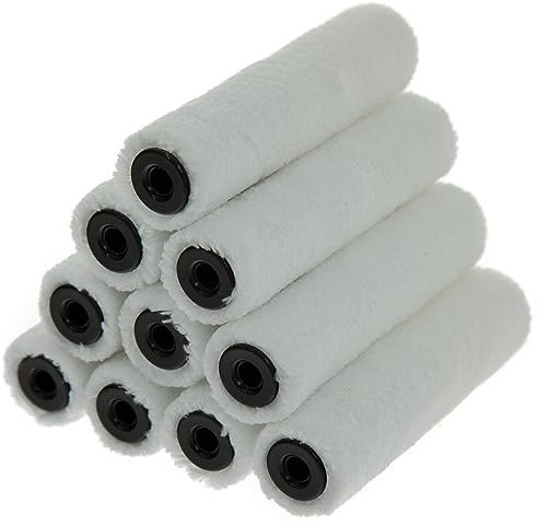Coral 41861 Aspire 4 inch 10 Piece Pack Paint Mini Roller Covers Professional 5MM Short Pile Sleeve Premium Microfibre for Smooth Surfaces Doors Trim Furniture with Trade Emulsion or Gloss Pure White