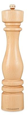 Cole & Mason London Natural Beech Salt Mill, 30cm Salt Grinder with Adjustable Grind Non Corroding Ceramic Mechanism, Beech Wood, 300mm, Seasoning Mill, Lifetime Mechanism Guarantee