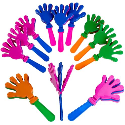 Playbees Colorful Hand Clappers - 12 Pack - 7 Noisemakers for Ultimate Party Fun - Sporting Spectacles, Birthday Extravaganzas, and Graduation Celebrations