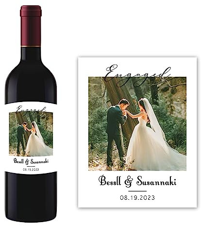 Certykllp Benutzerdefinierte Foto Weinflasche Etikett Aufkleber Personalisierte Hochzeit Champagner Flasche Etiketten Hochzeit Party Sammlung Weinflasche Etikett Aufkleber für Hochzeit Verlobung