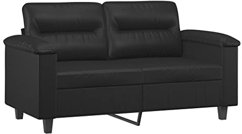 vidaXL Canapé à 2 Places, Causeuse avec Accoudoirs, Siège avec Dossier Rembourré, Meuble de Salon Salle de Séjour, Moderne, Noir Similicuir