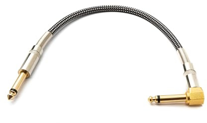 System-S Audio Kabel 30 cm 6.35 mm Klinke Stecker zu Stecker Winkel Nylon geflochten Knickschutz AUX Adapter