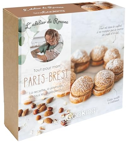 ScrapCooking - Kit Paris-Brest - L'Atelier de Roxanne - Coffret Pâtisserie Gâteau - Avec Douille Choux, Poche à Douille, Support & Ingrédients - 99977ADR, Clair