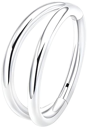 Decentraland 1 Stück 16G Silber Durchmesser 8 mm 316L Doppelring aus Edelstahl mit Scharnier Nasenring Knorpelohrring Septumringe Daith-Tragus-Ohrringe Segment-Clicker-Lippenpiercing-Schmuck