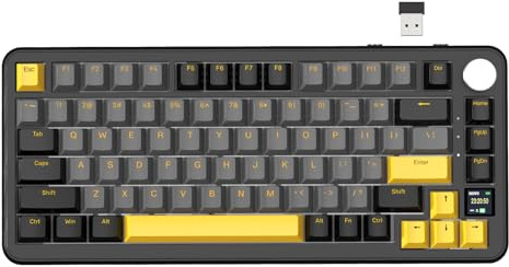 ATTACK SHARK X85PRO Clavier mécanique sans Fil avec écran TFT et Bouton, Clavier de Jeu 75% QMK monté sur Joint, 2,4 G/BT/USB-C Filaire, échangeable à Chaud, 4000 mAh, NKRO, RVB (Noir)