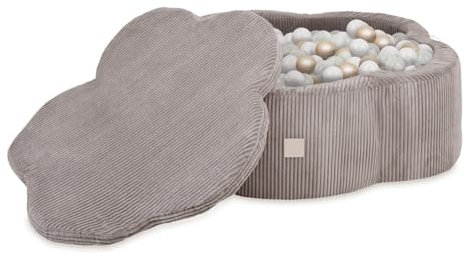 MISIOO Bällebad Blume/Wolke für Babys und Kinder - 95x30cm - Hochwertiger Stoff - Bällebad Baby ab 1 Jahr - Inklusive Matte und 200 Bälle - Perfekt für Kleinkinder und Spielspaß