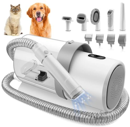 Aspirateur de toilettage pour chien, aspirateur professionnel pour poils de chien et kit de toilettage pour animaux de compagnie avec 3 modes d'aspiration et 5 outils de toilettage pour chats