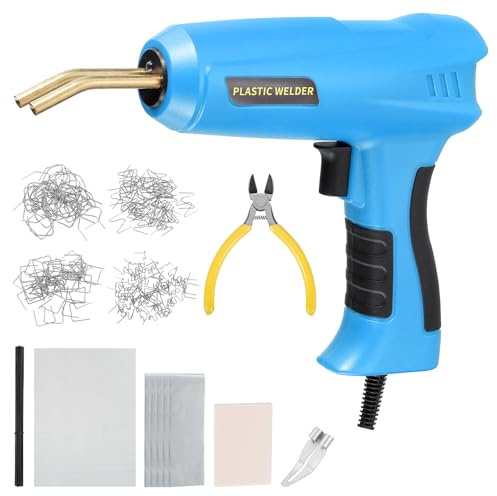sourcing map Kunststoff-Schweißer-Set, 200 W, Lötpistole mit 200 Stück, 4 Typen, Heißheftgeräten, Zangen und Stäben, Kunststoff-Schweißgerät für Auto-Stoßstangen-Reparatur, die meisten
