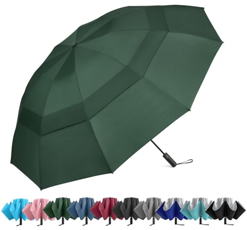 G4Free Golfparaply, stort och kompakt paraply, vändbart reseparaply, vindtätt regnparaply med 10 ribbor, dubbel baldakin, automatisk öppning/stängning, 107/117/137/157 cm (42/46/54/62 tum)