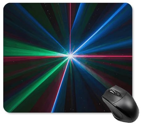 Tapis de souris de jeu avec base en caoutchouc - Portable et élégant - Tapis de souris carré - Lumières laser imprimées - Accessoires de bureau