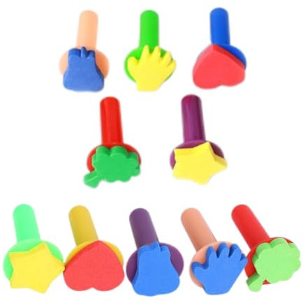 Schwammpinsel,10 PCS Kinder Malschwamm Schaumstoffpinsel Farbstempel Pinselset Schwamm Malerei Pinsel für Zeichnung Handwerk Keramik DIY Malerei Werkzeuge Paint Sponges