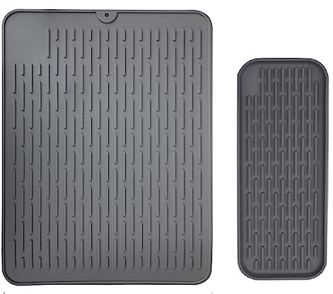 Diheohg 2 piezas/juego de alfombrilla de silicona para escurrir cubiertos, resistente al calor y antideslizante