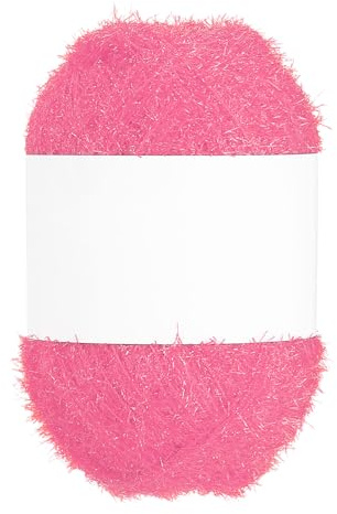 PATIKIL 218 Yard Scrubbie Yarn, Sparkle Yarn Polyester Scrubbie Sparkle Glass for Dishcloths Crocheting Knitting DIY Crafts Blanket Rug Sweater Scarf Hat, Dark Pink