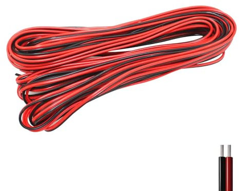 22AWG Electrical Wire 2 Core Cable 10 Meter Black Red Flexible Tinned Copper Extension Wire for LED Strip Lights, Car Audio, RGB Lighting, DIY Electronics & Low Voltage Projects(12V/24V)