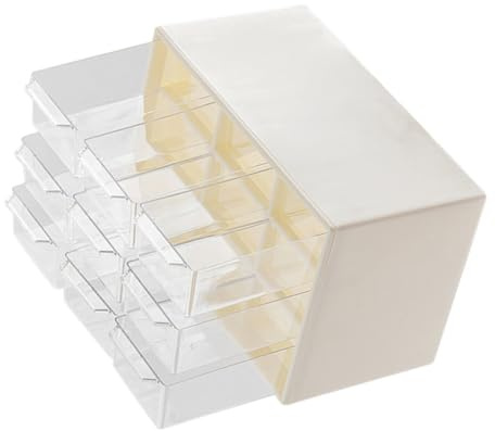 Housoutil Organisateur de Table à Tiroirs 12 Compartiments Transparent, Rangement Pratique pour Bureau et Salle de Bain, Multi-usages, pour Petits Objets, Présent Anniversaire Noël