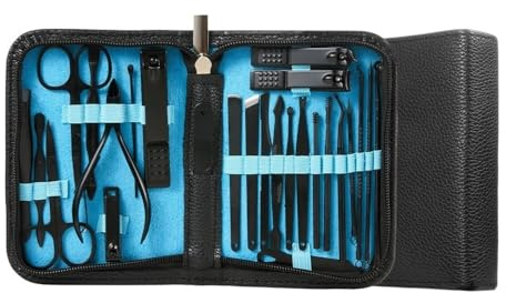 Kit de manicura Pedicure Juego de manicura de acero inoxidable 26 piezas, conjunto de uñas de arte de uñas, conjunto profesional de cortaúñas, herramientas de cuidado de uñas con estuche de viaje de