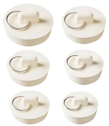 6 Pack Universal Sink Plugs, Bath Plug Replacement Set for Kitchen Bathroom Laundry Sinks, Multi-Size Drain Stopper (1-1/8 to 2 Inches)