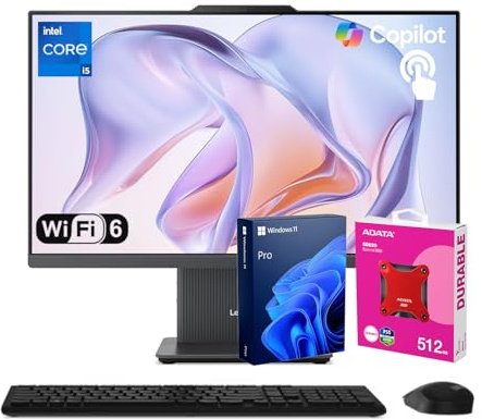 Lenovo IdeaCentre I 24 FHD Touchscreen Pro Business Copilot AI All-in-One, Intel Core i5-13420H, 16GB DDR5 RAM, 1TB SSD, Wi-Fi 6, Webcam, W11P, Wireless KB & M, Bundle with ADATA 512GB External SSD
