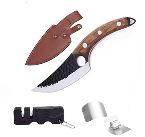Rexhan Handmade Chef Knife, 6 Inch Ergonomic Japanese Knife, Kitchen Knives, Forged Full Tang, High Carbon Steel, Anti-Stick, Multipurpose Home Cooking Knives, Pakka Wood Handle, Professional Chefs