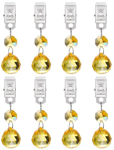 sourcing map 8 pesos para mantel, pesas de cristal con clips de metal, cortina colgante en forma de bola transparente, peso de 20 mm, para decoración de mesa de jardín de picnic al aire libre