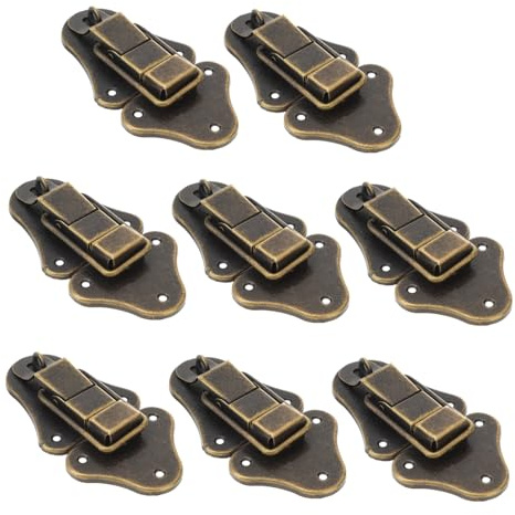SHINEOFI 8pcs Antique Duckbilled Toggle Hasp Latch for Wooden Box Tin Box Lock Decorative Iron Clasp with Screws Vintage Style for Toolbox Wine Cabinet