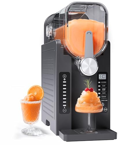 Initio Slush Machine, Frozen Drink Machine, No Ice Needed, 12H Pre-Scheduling, LED Display, Self-Cleaning, Makes Slushies, Milkshakes, Frappés & Cocktail, AD03, Black, 6 Preset Programs +1 Pack