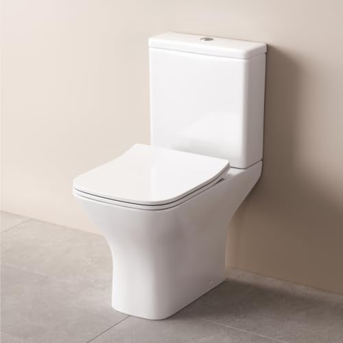 AM.PM Einteilige Stand-WC mit eingebautem Spülkasten | Komplett-Set | WC deckel mit Absenkautomatik | Keramik Toilette Spülrandlos | Toilettenschüssel | Spülsystem Gem