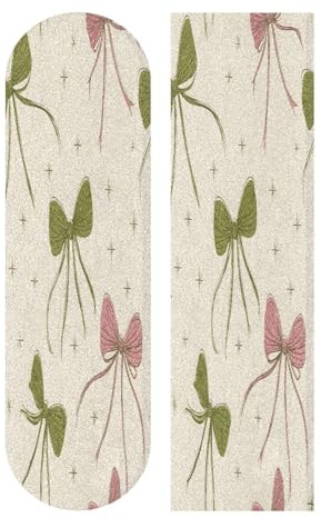 Mnsruu Skateboard-Griptape mit pink-grüner Schleife, Longboards, rutschfestes Roller-Griptape, Sandpapier-Aufkleber, 22,9 x 83,8 cm