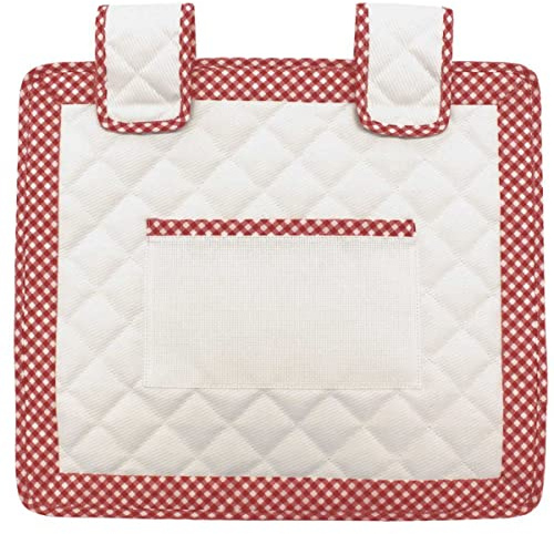 Copriforno con Tasca in Tela Aida per Ricamo Punto Croce, Copriforno Piccolo con Tasca in Tela Aida per Ricamo Punto Croce, Trapuntato, 40x35 cm (276 Quadretti Bianchi e Rossi)