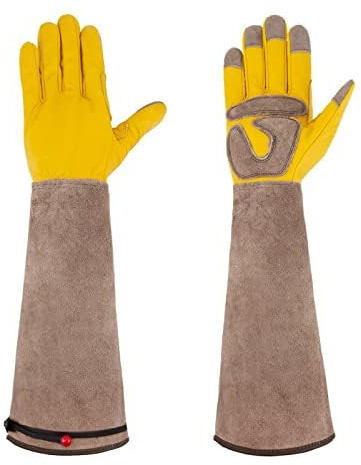 Jesustree Gants de Jardinage, Gants de Travail Protection Cuir Extra-longs pour les Épines et Ronces pour Élagage de Roses