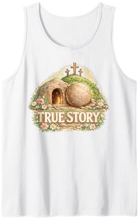 Verdadera Historia de Pascua Cristiano Jesucristo Tumba Vacía Cruz Camiseta sin Mangas