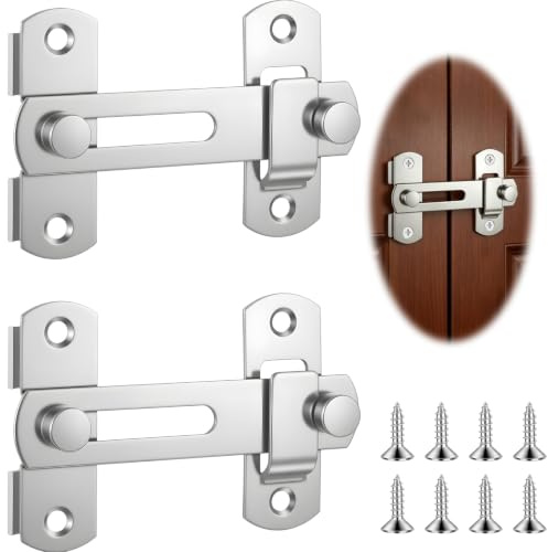 VESMEN 2 pces targette de porte, Loquet Porte Coulissante, Ouverture à 180° | Verrou Porte Coulissante, en Acier Inoxydable, Verrou Portail à Bascule, pour Porte, Armoire, Fenêtre, Placard et Jardin