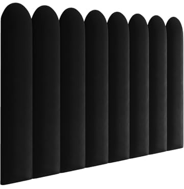 RAVIO Polsterpaneel Samt Wand Wandkissen Bett Kopfteil Wandpolster Gepolsterte Wandpaneele Schlafzimmer Kinderzimmer, PETPROOF, Oeko-TEX, 120x30 cm Magic Velvet 2219 - Schwarz